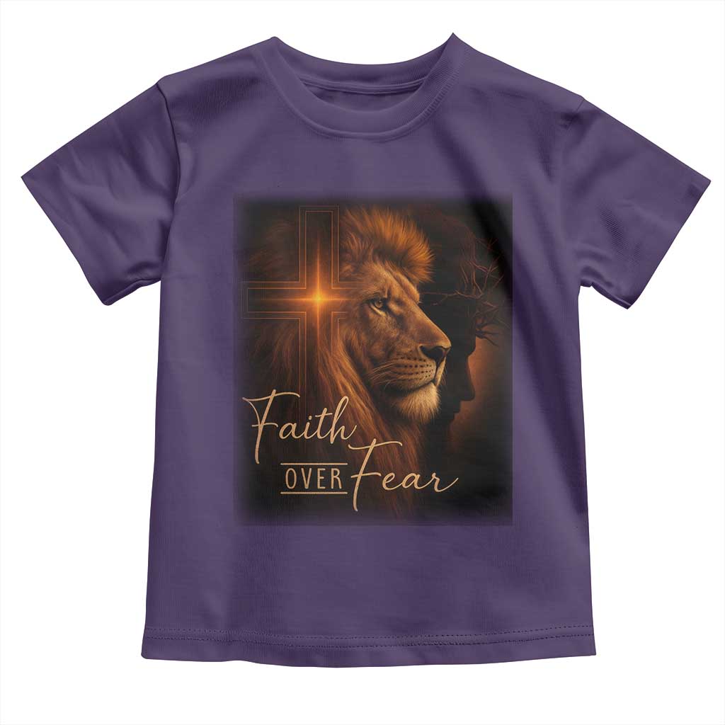 Faith Over Fear Toddler T Shirt Lion Of Judah Jesus Christian Religious TS11 Purple Print Your Wear