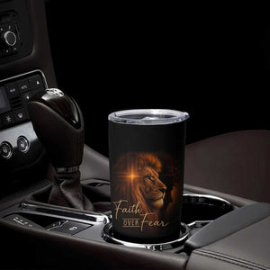 Faith Over Fear Tumbler Cup Lion Of Judah Jesus Christian Religious TS11 Print Your Wear