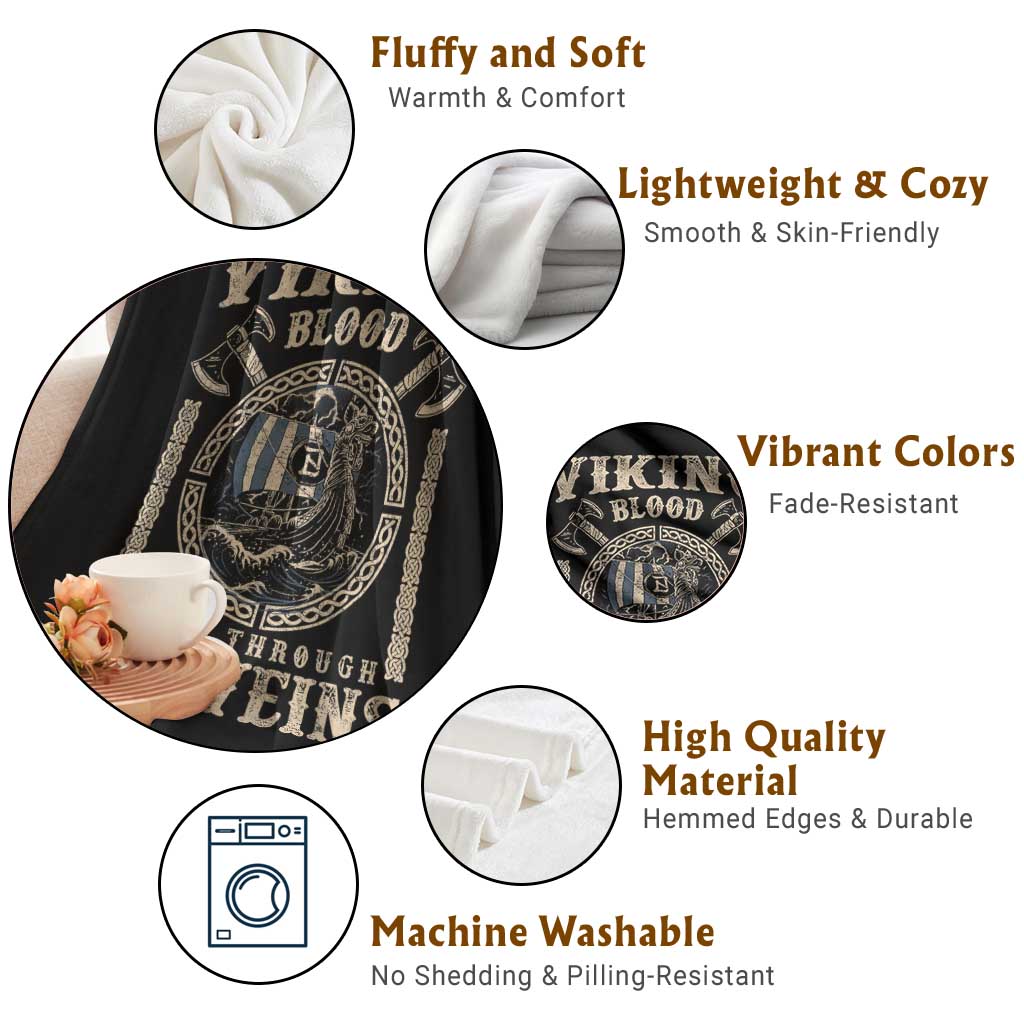 Viking Blood Runs Through My Veins Throw Blanket Norse Mythology Drakkar Longship TS11 Print Your Wear