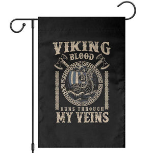 Viking Blood Runs Through My Veins Garden Flag Norse Mythology Drakkar Longship TS11 Black Print Your Wear