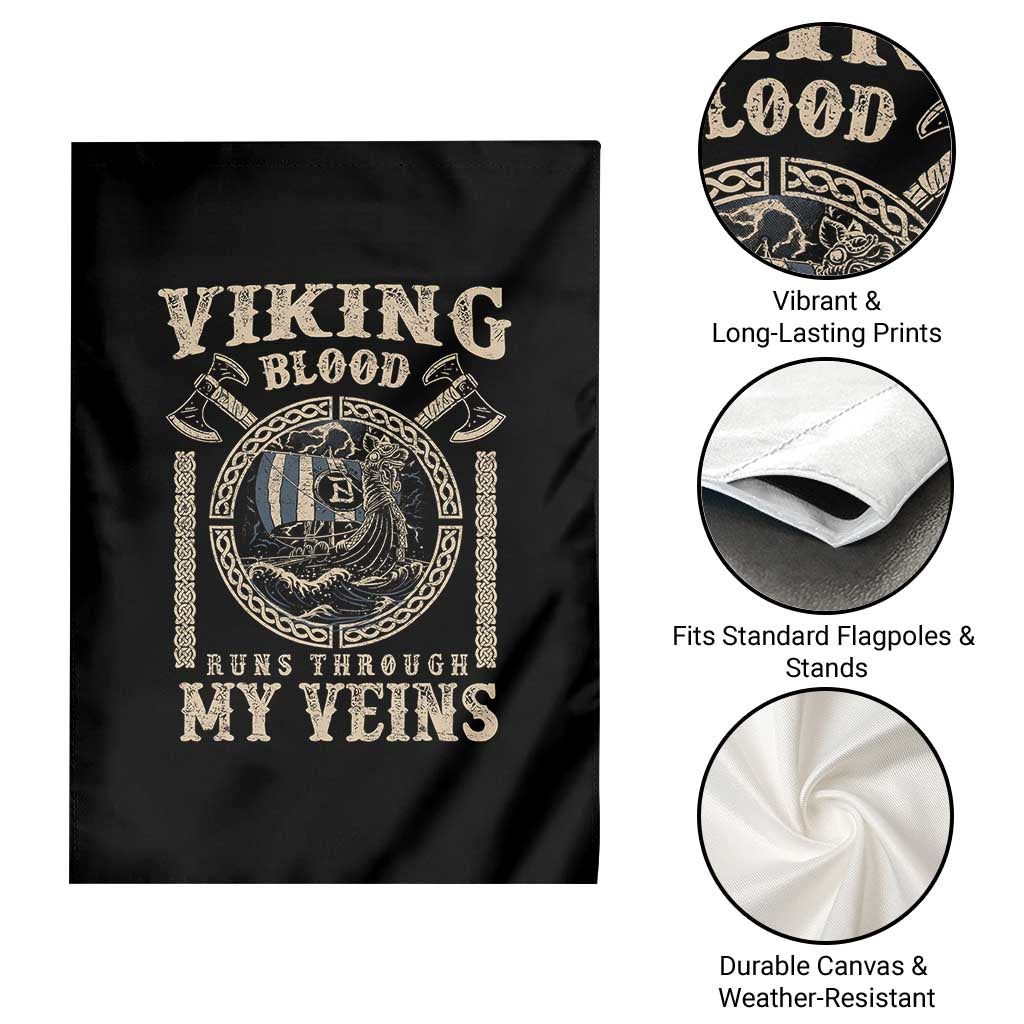 Viking Blood Runs Through My Veins Garden Flag Norse Mythology Drakkar Longship TS11 Print Your Wear