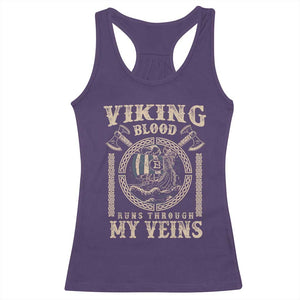 Viking Blood Runs Through My Veins Racerback Tank Top Norse Mythology Drakkar Longship TS11 Purple Print Your Wear