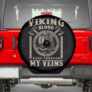 Viking Blood Runs Through My Veins Spare Tire Cover Norse Mythology Drakkar Longship TS11 Black Print Your Wear