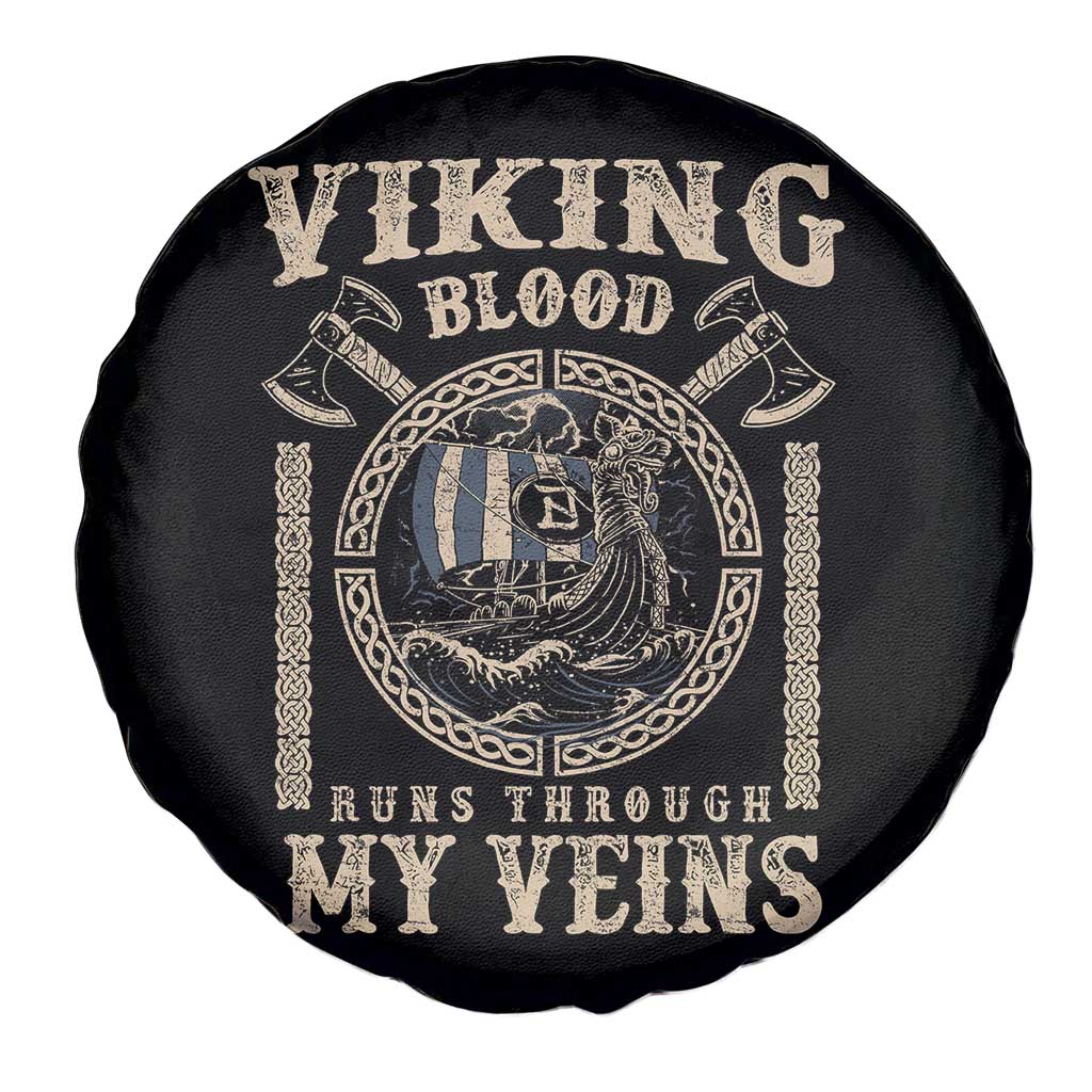 Viking Blood Runs Through My Veins Spare Tire Cover Norse Mythology Drakkar Longship TS11 Print Your Wear