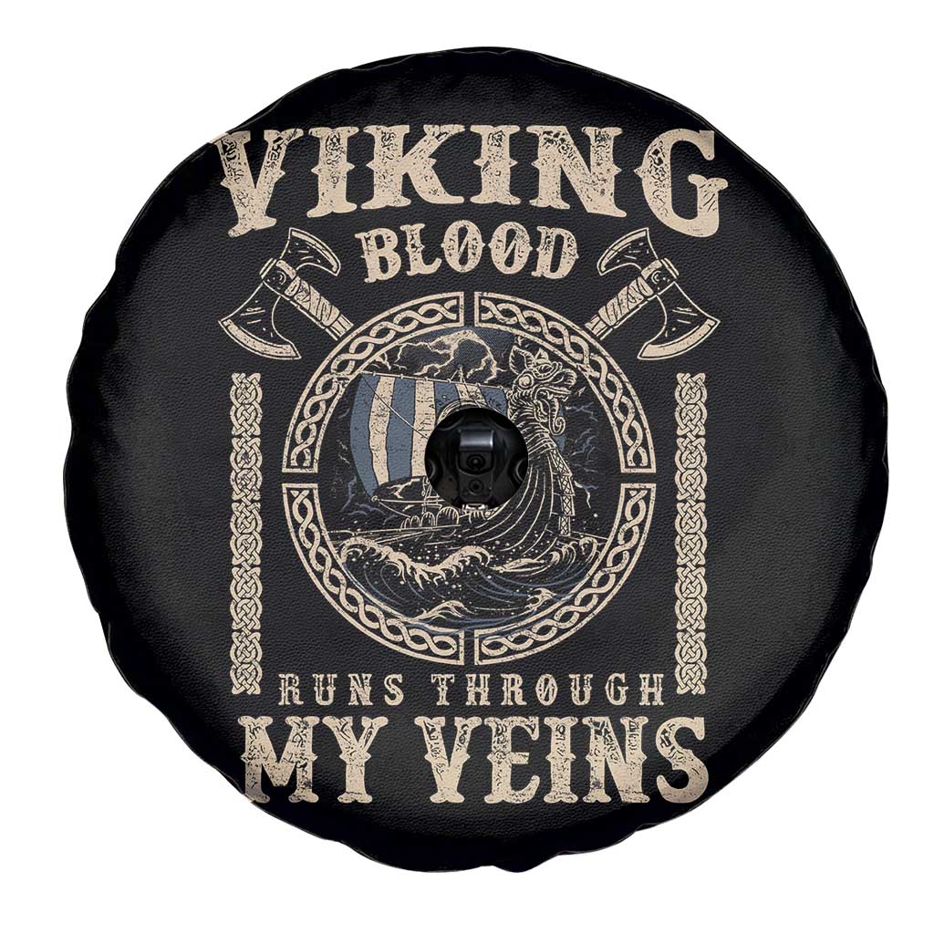 Viking Blood Runs Through My Veins Spare Tire Cover Norse Mythology Drakkar Longship TS11 Print Your Wear