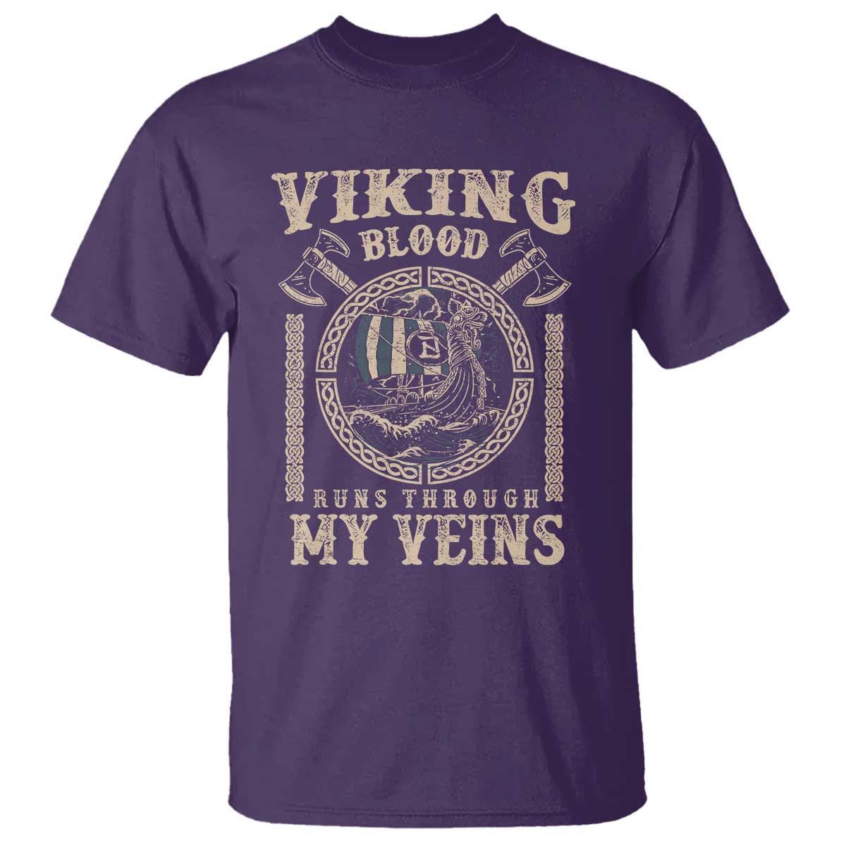 Viking Blood Runs Through My Veins T Shirt Norse Mythology Drakkar Longship TS11 Purple Print Your Wear