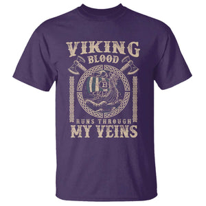Viking Blood Runs Through My Veins T Shirt Norse Mythology Drakkar Longship TS11 Purple Print Your Wear