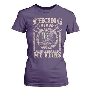 Viking Blood Runs Through My Veins T Shirt For Women Norse Mythology Drakkar Longship TS11 Purple Print Your Wear