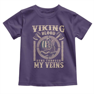 Viking Blood Runs Through My Veins Toddler T Shirt Norse Mythology Drakkar Longship TS11 Purple Print Your Wear