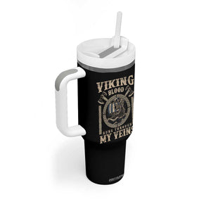 Viking Blood Runs Through My Veins Tumbler With Handle Norse Mythology Drakkar Longship TS11 Print Your Wear