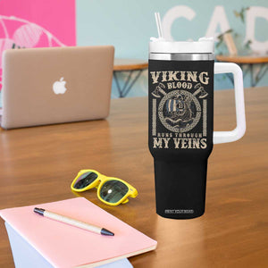 Viking Blood Runs Through My Veins Tumbler With Handle Norse Mythology Drakkar Longship TS11 Print Your Wear