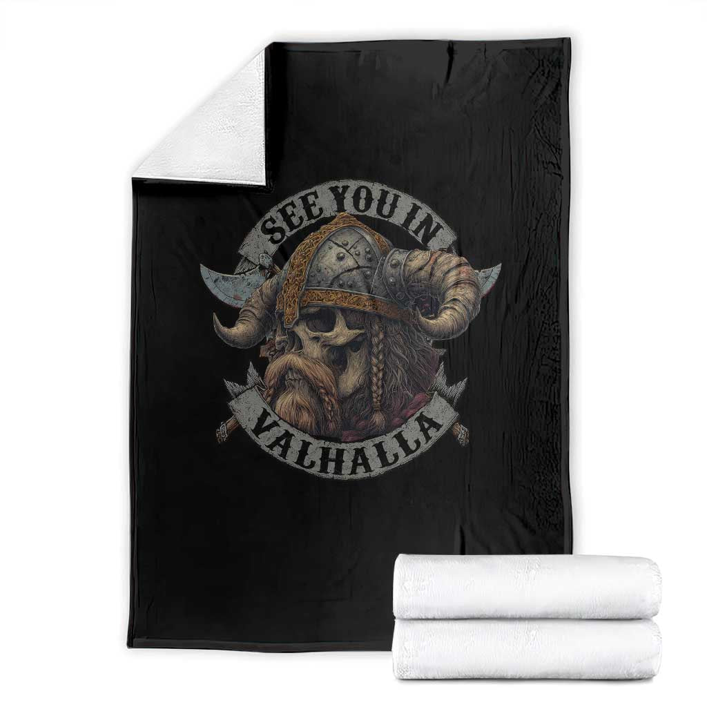 See You In Valhalla Throw Blanket Nordic Norse Viking Warrior Skull TS11 Black Print Your Wear