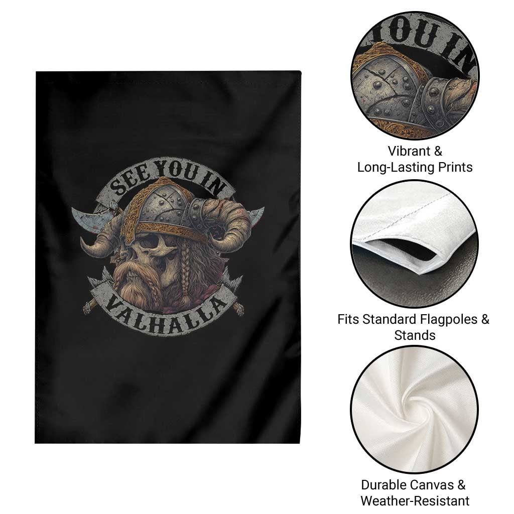 See You In Valhalla Garden Flag Nordic Norse Viking Warrior Skull TS11 Print Your Wear