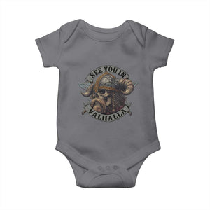 See You In Valhalla Baby Onesie Nordic Norse Viking Warrior Skull TS11 Charcoal Print Your Wear