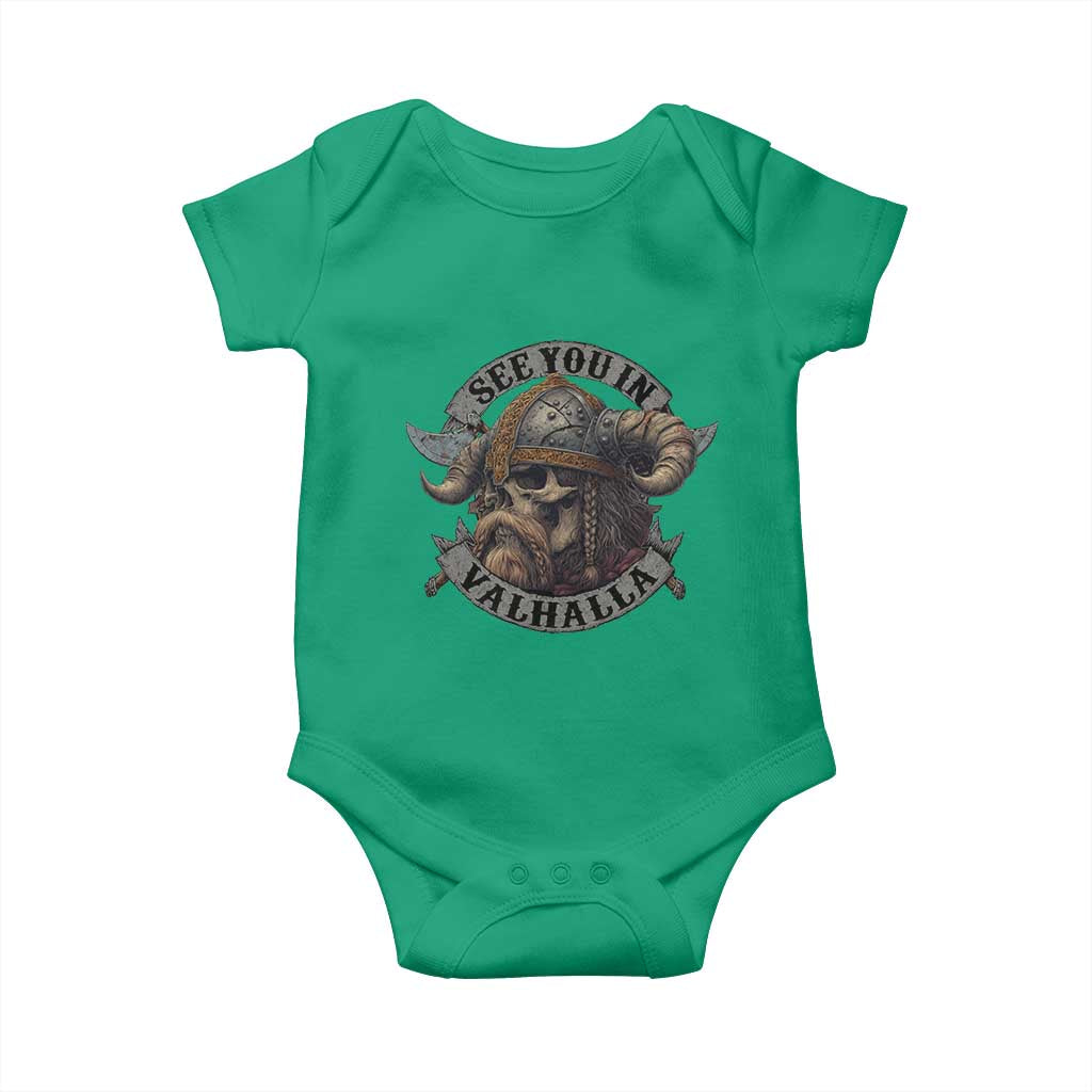 See You In Valhalla Baby Onesie Nordic Norse Viking Warrior Skull TS11 Irish Green Print Your Wear