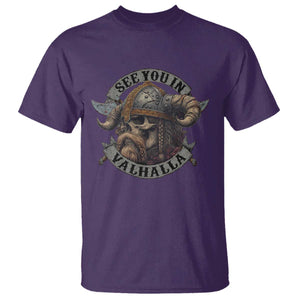 See You In Valhalla T Shirt - Nordic Norse Viking Warrior Skull Tee TS11 Purple Print Your Wear