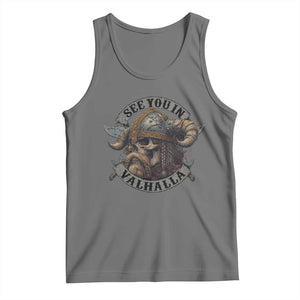 See You In Valhalla Tank Top Nordic Norse Viking Warrior Skull TS11 Black Heather Print Your Wear