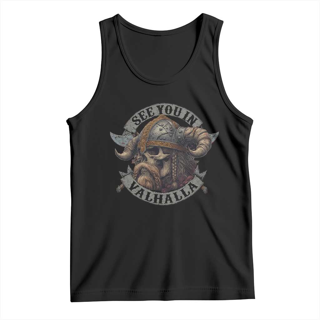 See You In Valhalla Tank Top Nordic Norse Viking Warrior Skull TS11 Black Print Your Wear