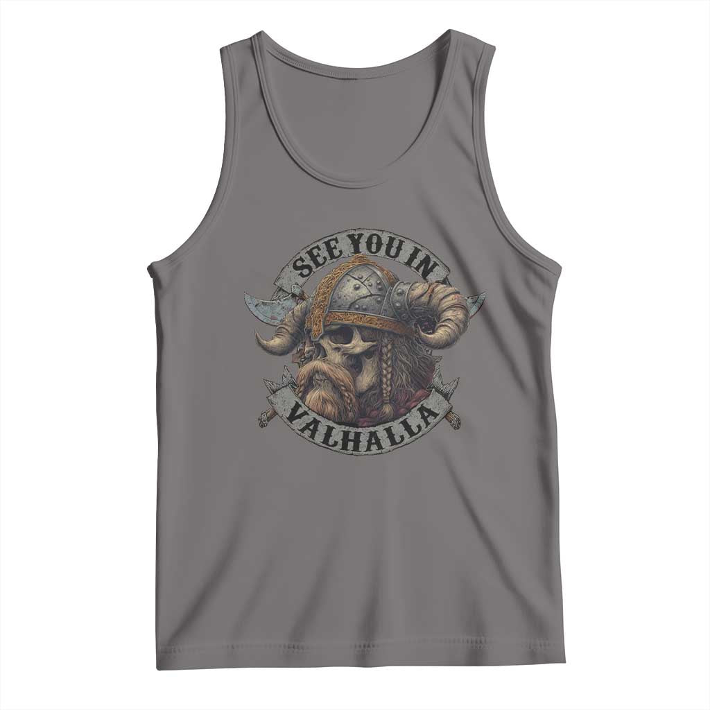 See You In Valhalla Tank Top Nordic Norse Viking Warrior Skull TS11 Deep Heather Print Your Wear