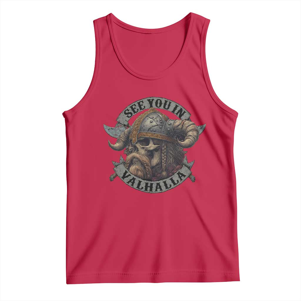 See You In Valhalla Tank Top Nordic Norse Viking Warrior Skull TS11 Red Print Your Wear