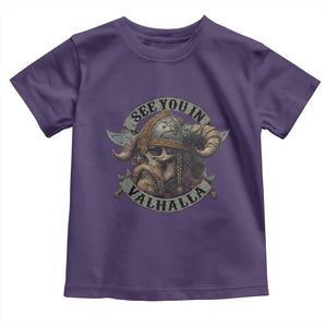 See You In Valhalla Toddler T Shirt Nordic Norse Viking Warrior Skull TS11 Purple Print Your Wear