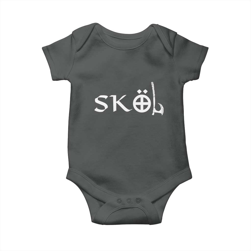 Nordic Scandinavian Heritage Baby Onesie Viking Warrior Axe Helmet TS11 Dark Heather Print Your Wear