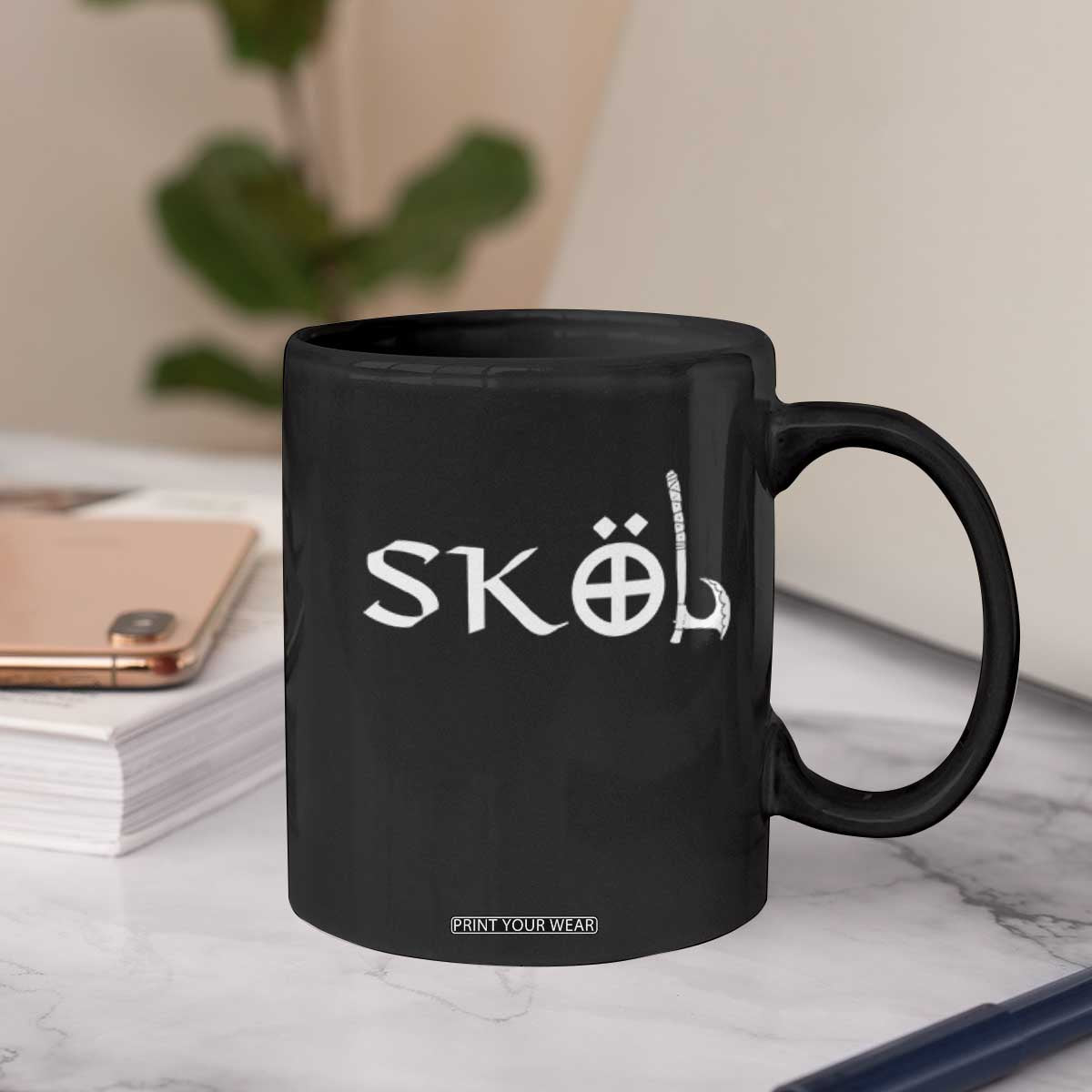 Nordic Scandinavian Heritage Coffee Mug Viking Warrior Axe Helmet TS11 Print Your Wear
