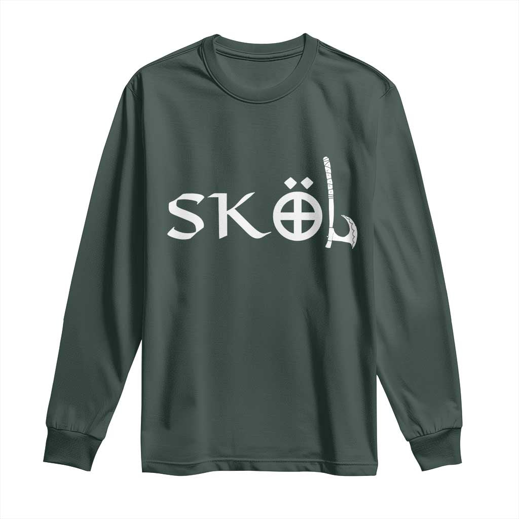 Skol Viking Heritage Axe Nordic Scandinavian Warrior Long Sleeve Shirt TS11 Dark Forest Green Print Your Wear