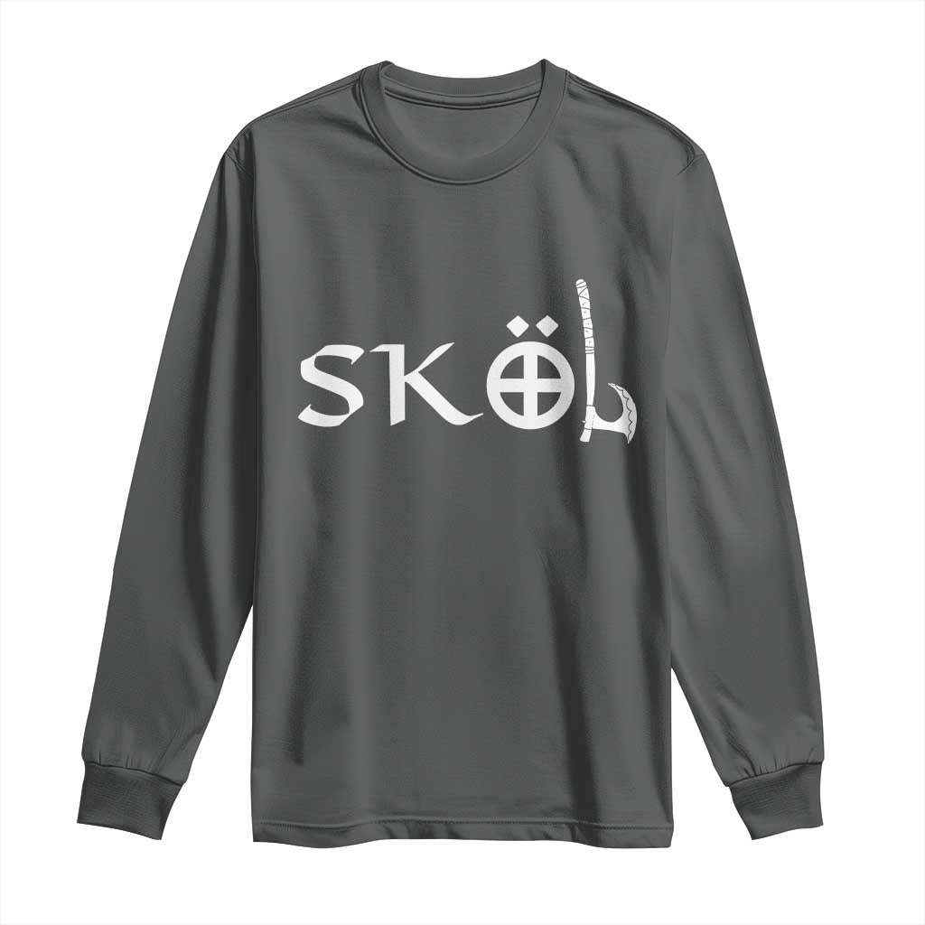 Skol Viking Heritage Axe Nordic Scandinavian Warrior Long Sleeve Shirt TS11 Dark Heather Print Your Wear
