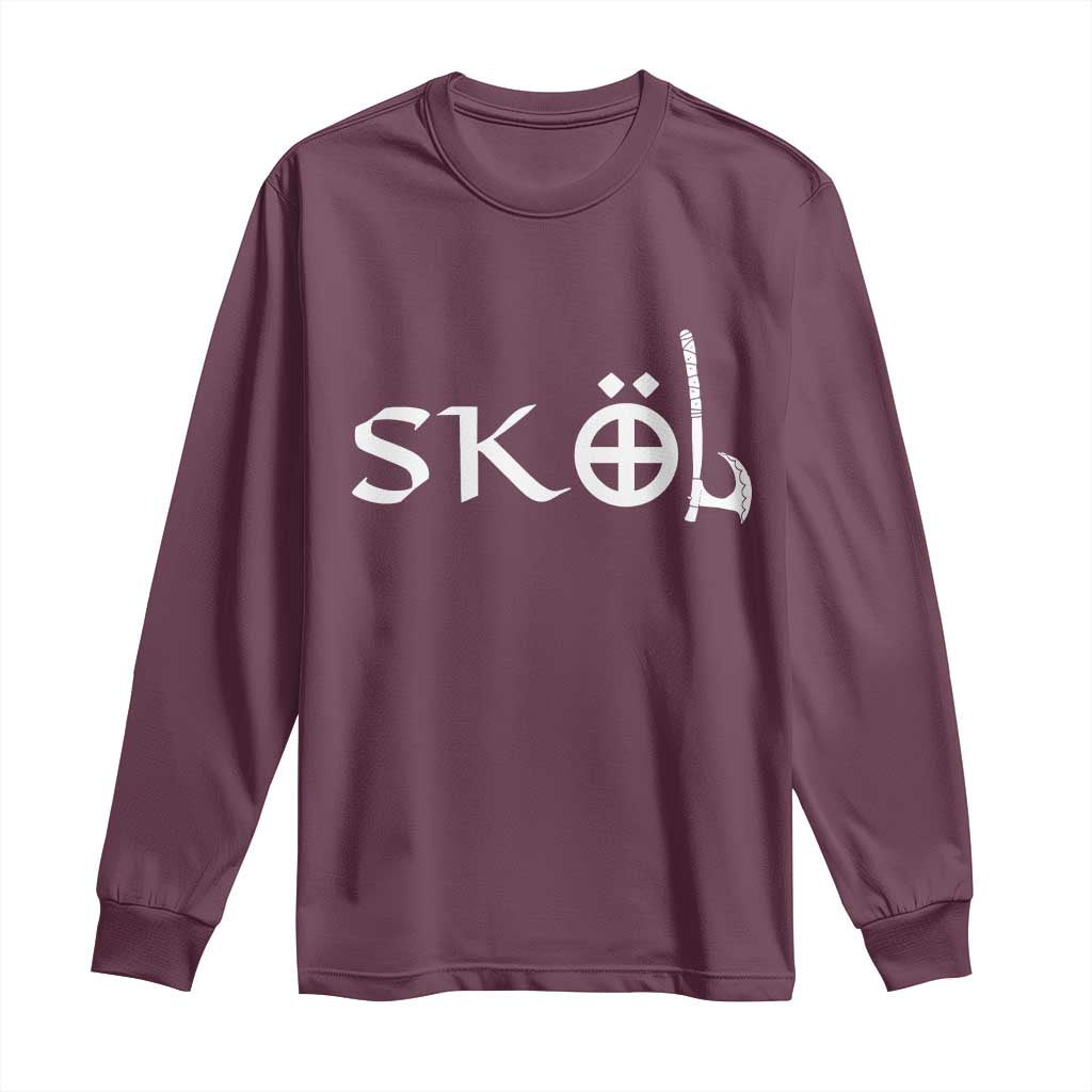 Skol Viking Heritage Axe Nordic Scandinavian Warrior Long Sleeve Shirt TS11 Maroon Print Your Wear