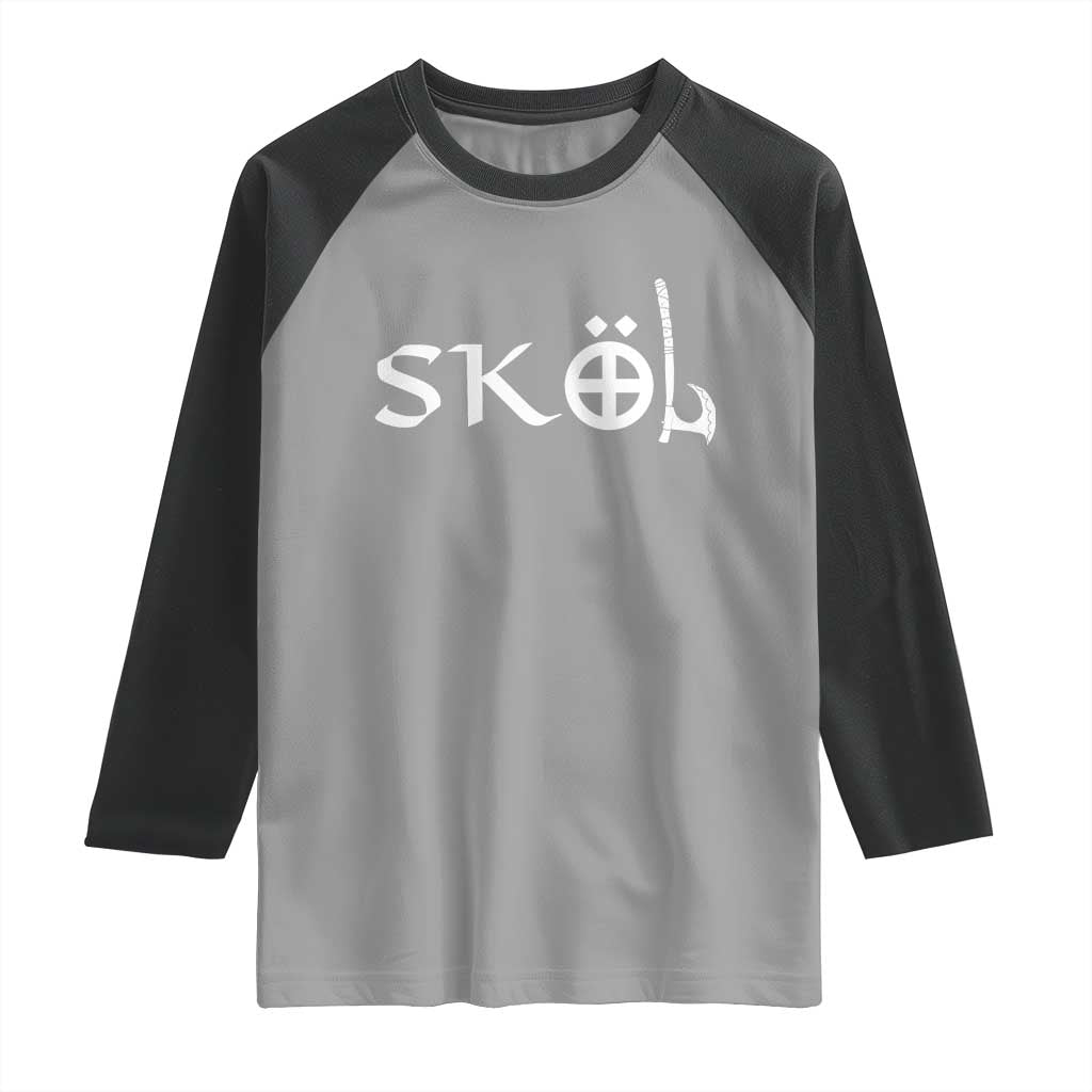 Nordic Scandinavian Heritage Raglan Shirt Viking Warrior Axe Helmet TS11 Sport Gray Black Print Your Wear