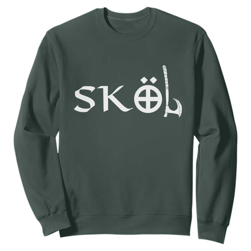 Skol Viking Heritage Axe Nordic Scandinavian Warrior Sweatshirt TS11 Dark Forest Green Print Your Wear