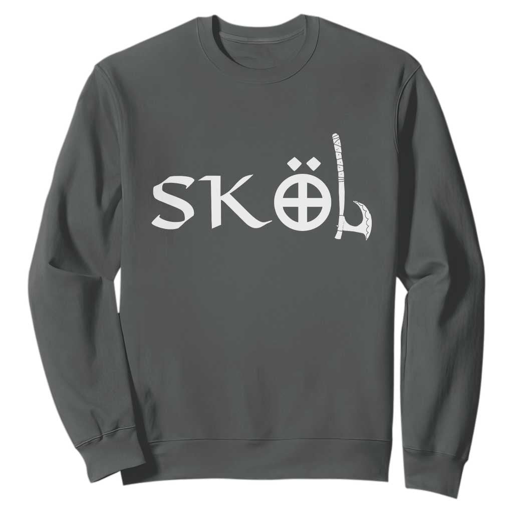 Skol Viking Heritage Axe Nordic Scandinavian Warrior Sweatshirt TS11 Dark Heather Print Your Wear