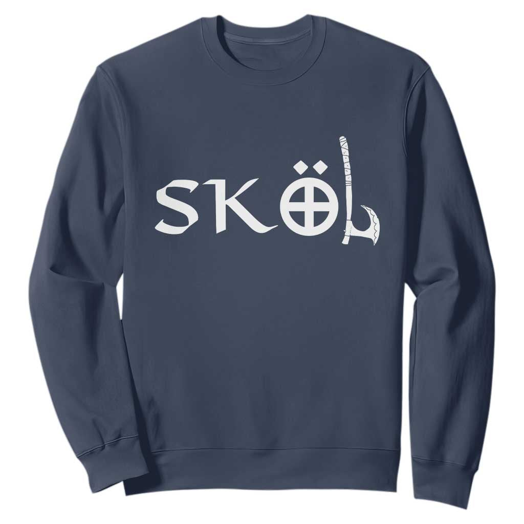 Skol Viking Heritage Axe Nordic Scandinavian Warrior Sweatshirt TS11 Navy Print Your Wear