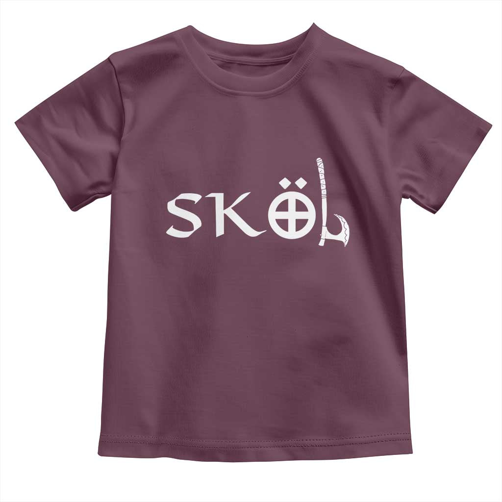 Skol Viking Heritage Axe Nordic Scandinavian Warrior Toddler T Shirt TS11 Maroon Print Your Wear