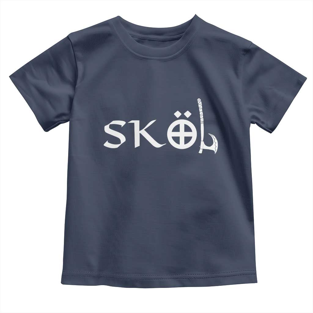 Skol Viking Heritage Axe Nordic Scandinavian Warrior Toddler T Shirt TS11 Navy Print Your Wear