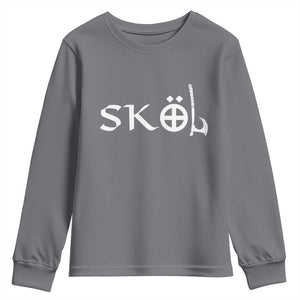 Nordic Scandinavian Heritage Youth Sweatshirt Viking Warrior Axe Helmet TS11 Charcoal Print Your Wear