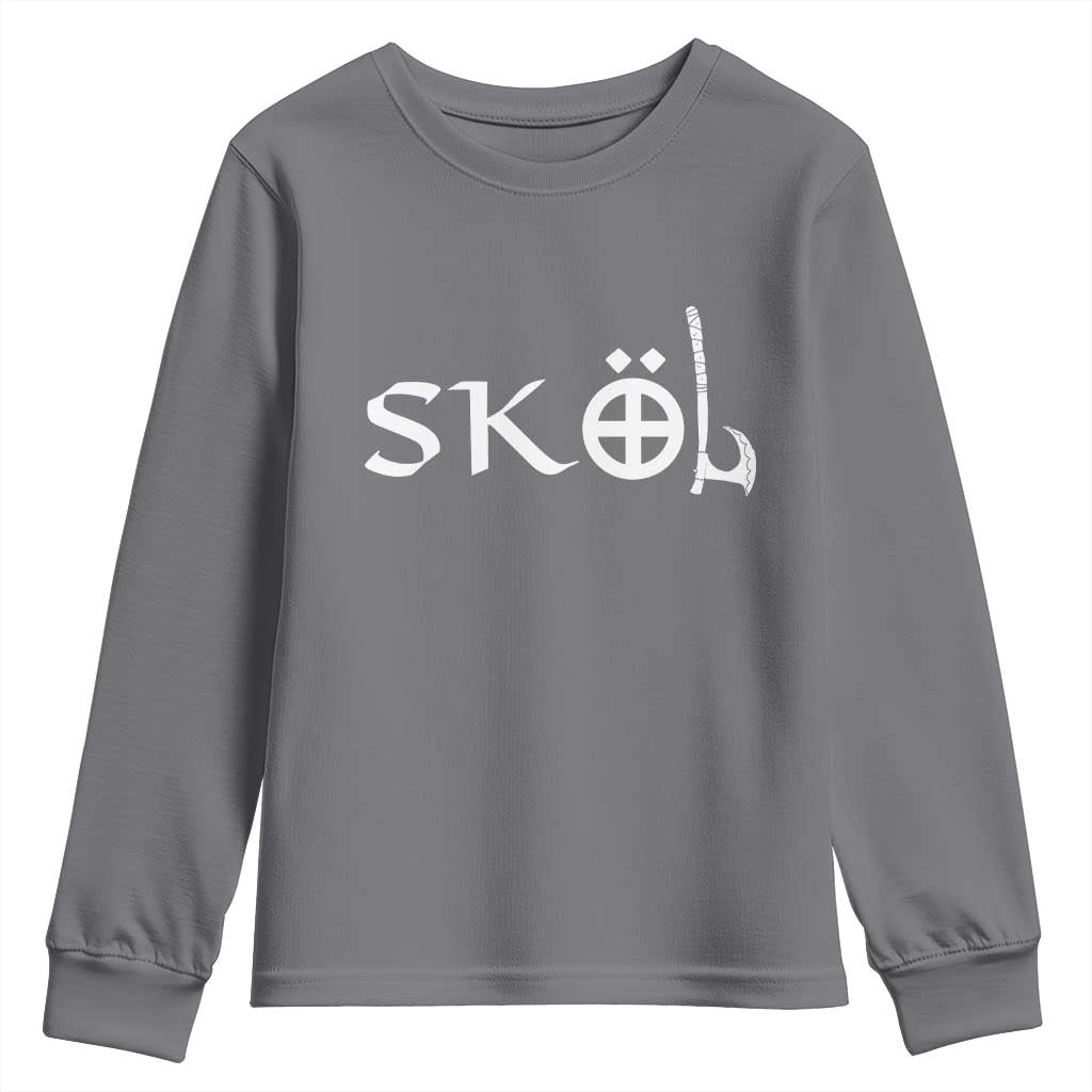 Skol Viking Heritage Axe Nordic Scandinavian Warrior Youth Sweatshirt TS11 Charcoal Print Your Wear