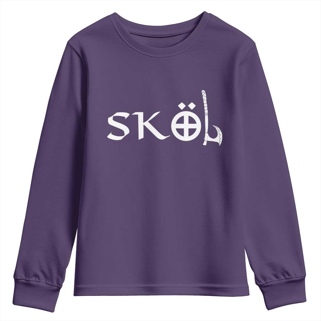 Nordic Scandinavian Heritage Youth Sweatshirt Viking Warrior Axe Helmet TS11 Purple Print Your Wear