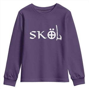 Nordic Scandinavian Heritage Youth Sweatshirt Viking Warrior Axe Helmet TS11 Purple Print Your Wear