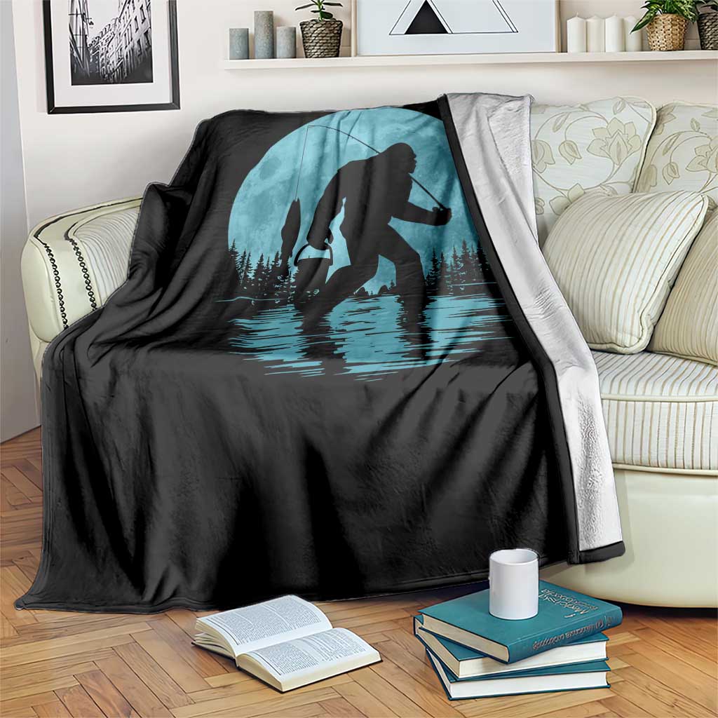 Funny Bigfoot Fishing Night Stroll Full Moon Throw Blanket TS11 Print Your Wear