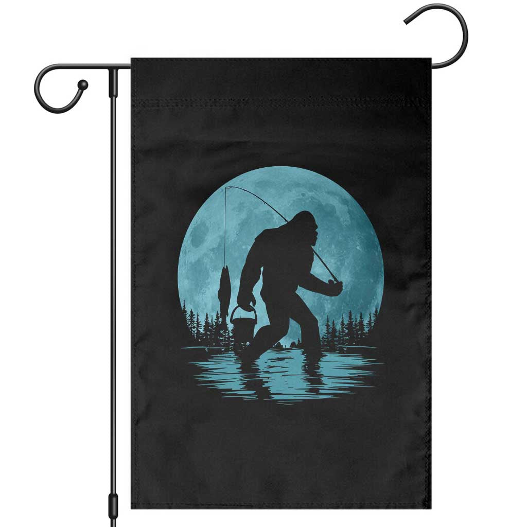 Funny Bigfoot Fishing Night Stroll Full Moon Garden Flag TS11 Black Print Your Wear