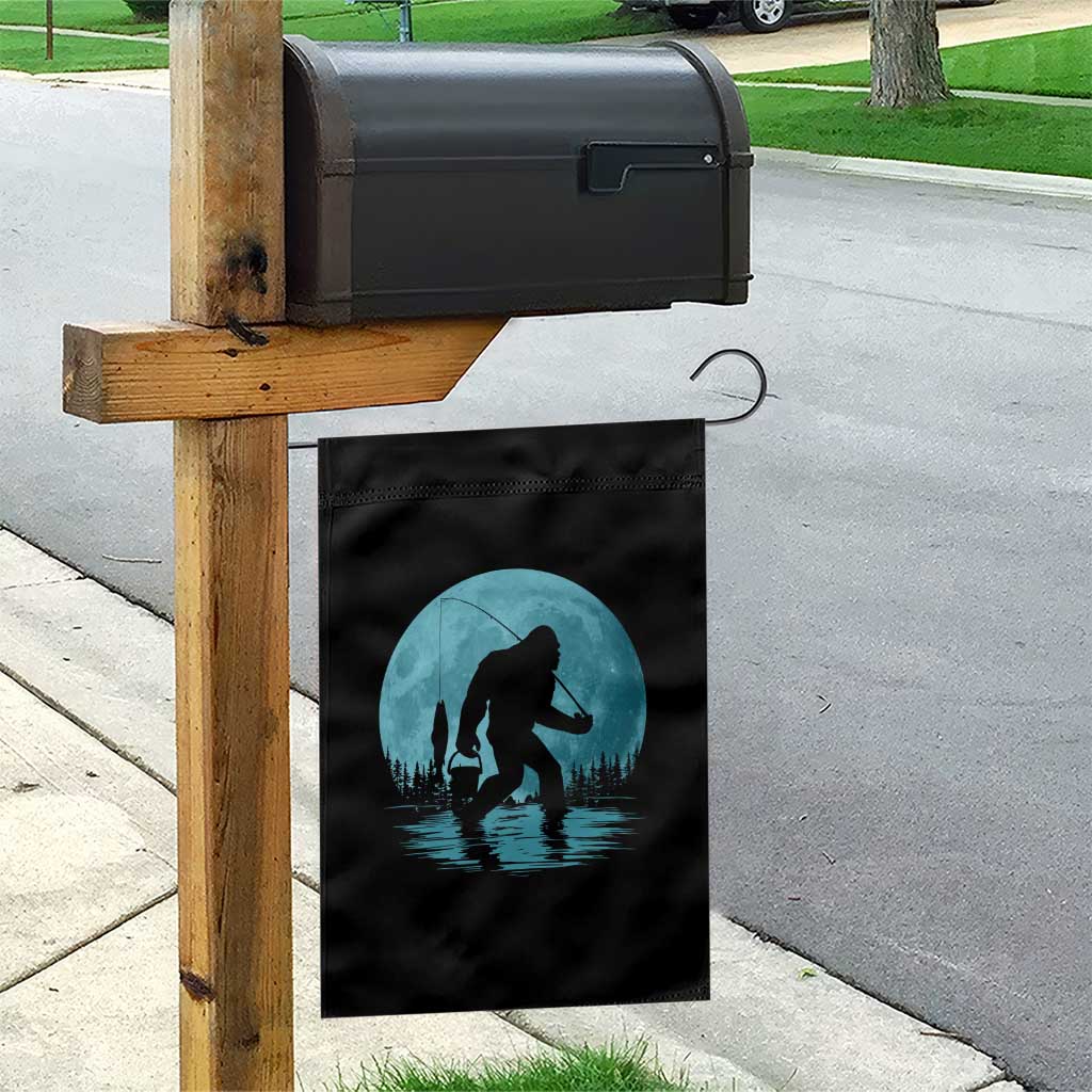 Funny Bigfoot Fishing Night Stroll Full Moon Garden Flag TS11 Print Your Wear