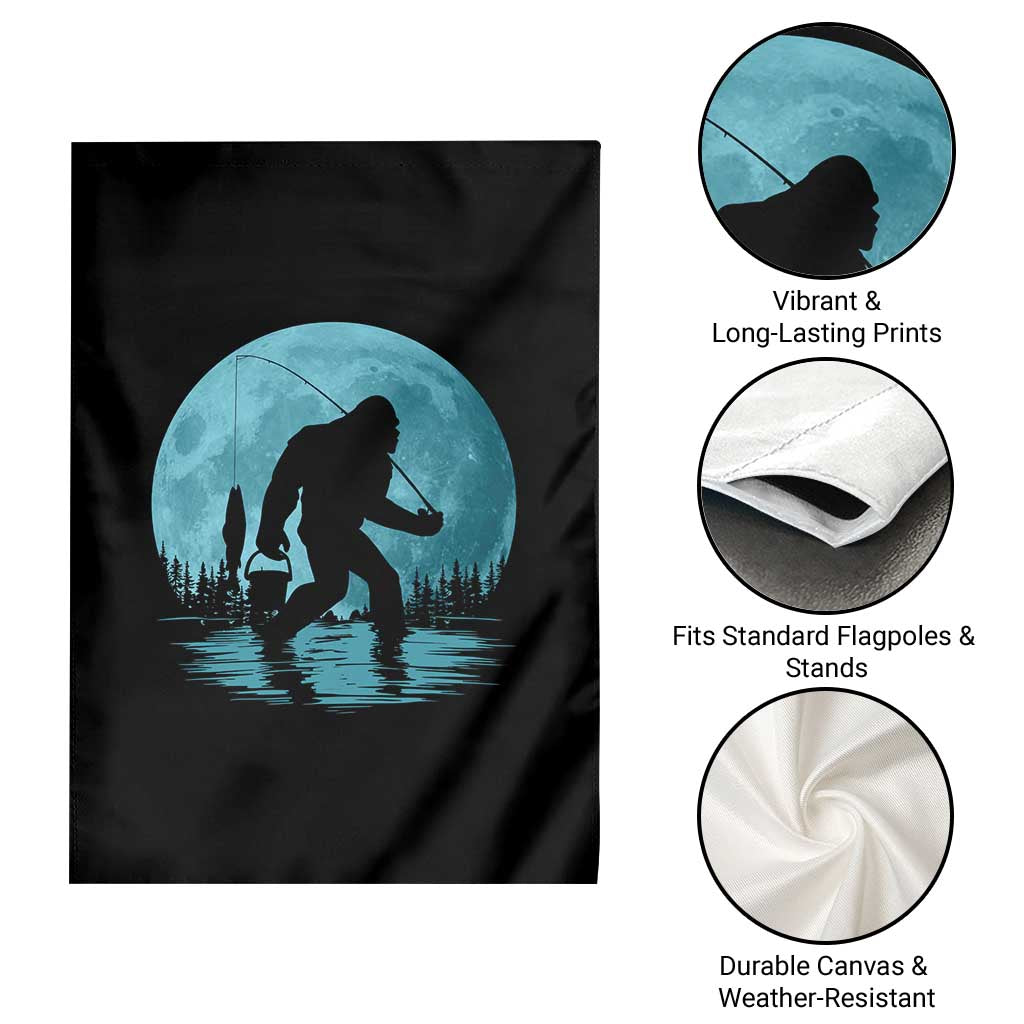 Funny Bigfoot Fishing Night Stroll Full Moon Garden Flag TS11 Print Your Wear