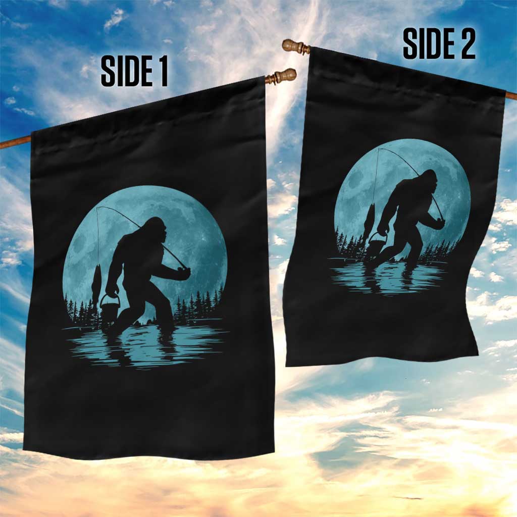 Funny Bigfoot Fishing Night Stroll Full Moon Garden Flag TS11 Print Your Wear