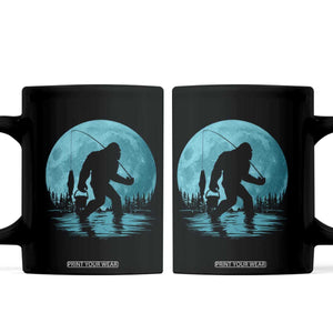 Funny Bigfoot Fishing Night Stroll Full Moon Coffee Mug TS11 Black Print Your Wear