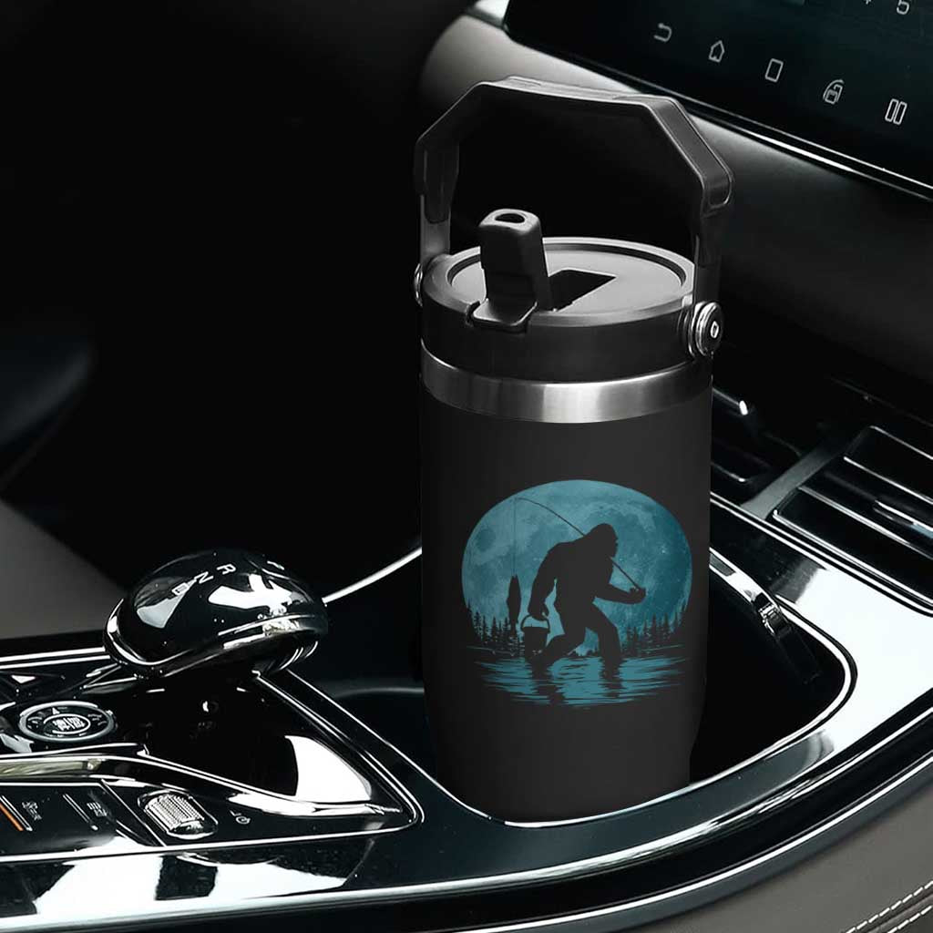 Funny Bigfoot Fishing Night Stroll Full Moon Flip Straw Tumbler TS11 Print Your Wear