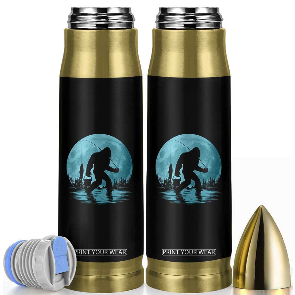 Funny Bigfoot Fishing Night Stroll Full Moon Bullet Tumbler TS11 Black Print Your Wear