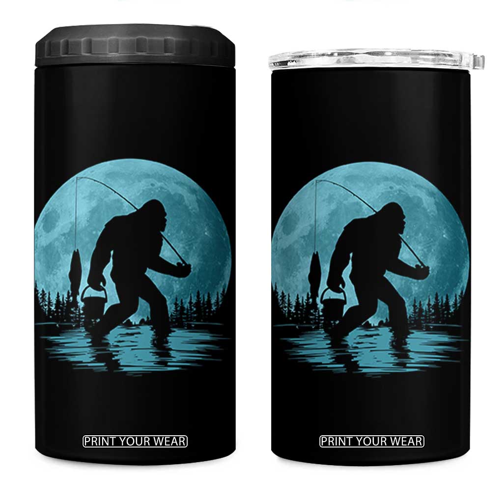 Funny Bigfoot Fishing Night Stroll Full Moon 4 in 1 Can Cooler Tumbler TS11 One Size: 16 oz Black Print Your Wear