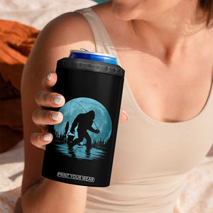 Funny Bigfoot Fishing Night Stroll Full Moon 4 in 1 Can Cooler Tumbler TS11 Print Your Wear